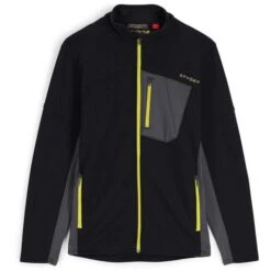 Spyder Men's Bandit Full Zip Fleece Jacket -Sport Ski Equipment fw23 spyder mensbanditfullzipfleecejacket blackcitron 1