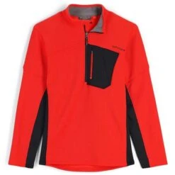 Spyder Men's Bandit Half Zip Fleece Jacket -Sport Ski Equipment fw23 spyder mensbandithalfzipfleecejacket volcano 1