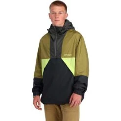 Spyder Men's Belford Windbreaker Anorak Jacket -Sport Ski Equipment fw23 spyder mensbelfordwindbreakeranorakjacket olivedrabbalck 1