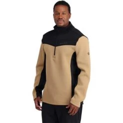 Spyder Men's Encore Half Zip Fleece Jacket -Sport Ski Equipment fw23 spyder mensencorehalfzipfleecejacket blacktannin 1
