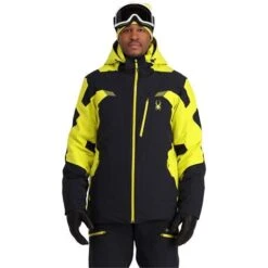 Spyder Men's Leader Jacket -Sport Ski Equipment fw23 spyder mensleadergtxjacket blackcitron 1