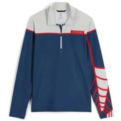Spyder Men's Spirit Of '78 Zip T-Neck -Sport Ski Equipment fw23 spyder mensspiritof78ziptneck glacier abyss 1
