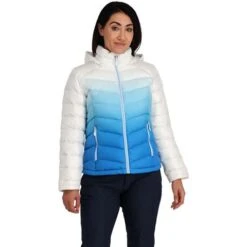 Spyder Women's Timeless Hoodie Down Jacket -Sport Ski Equipment fw23 spyder womenstimelesshoodiedownjacket defrostcollegiate 1