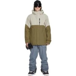 Volcom Men's L Ins Gore-Tex Jacket -Sport Ski Equipment fw23 volcom menslinsulatedgoretexjacket darkkhaki 3